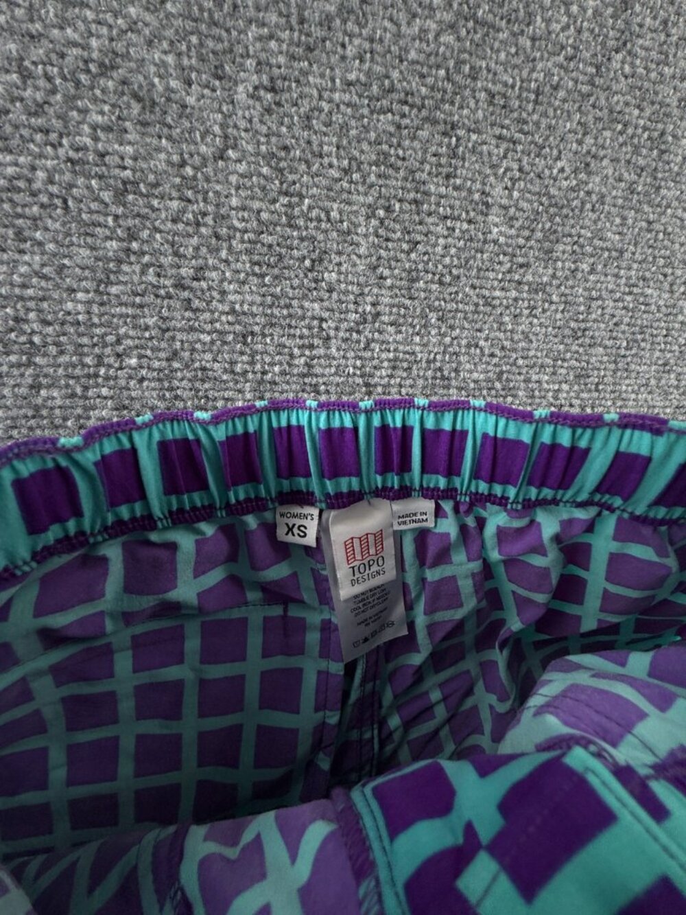 Topo Designs Purple Blue Geometric Shorts Belted XS Women Nylon Stretch Adult - Picture 12 of 14